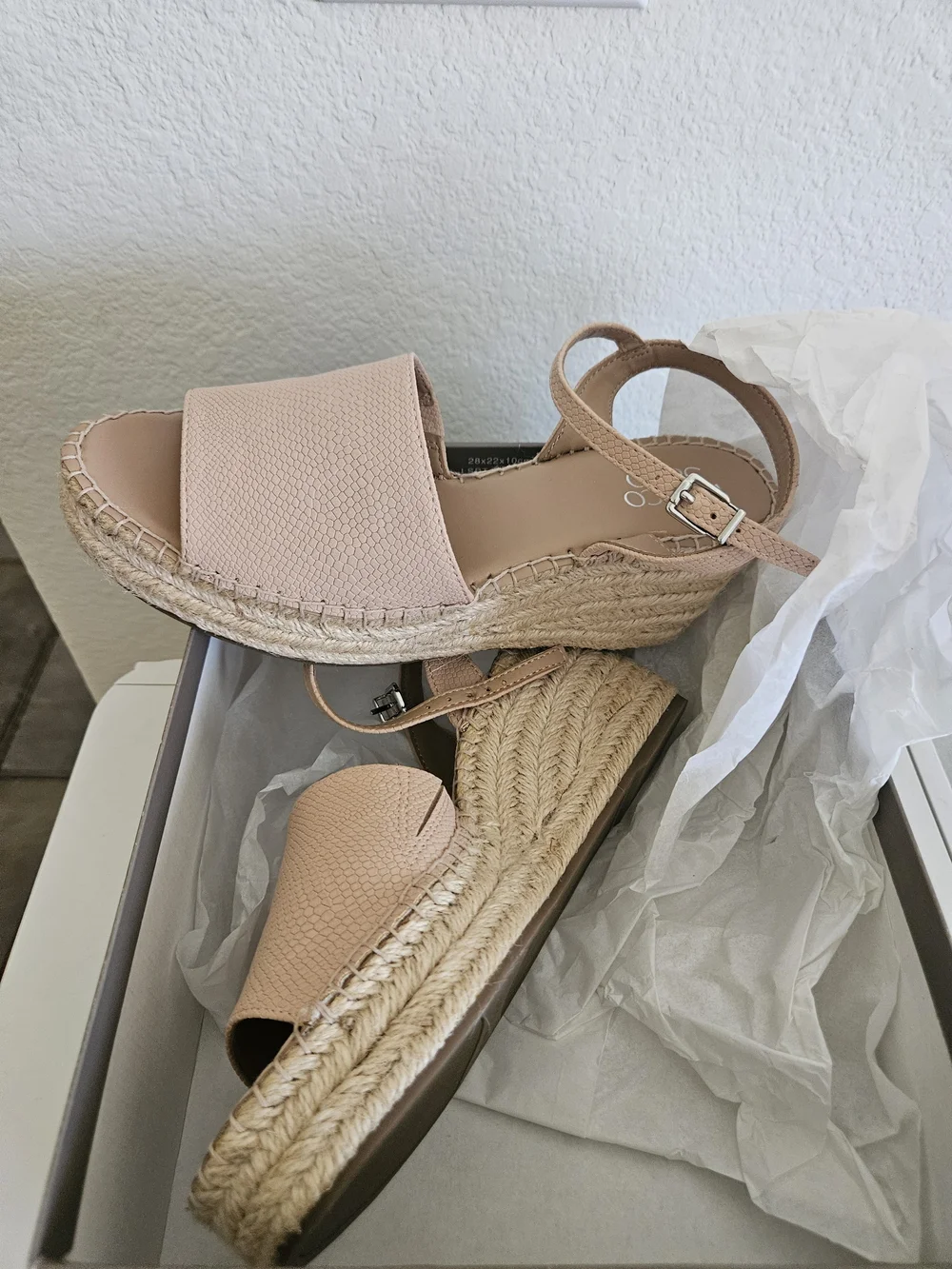 Franco Sarto Blush Espadrille Platform Sandals with Ankle Strap Size 8